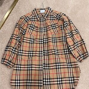 Burberry Kids Beige and Black Plaid Shirt